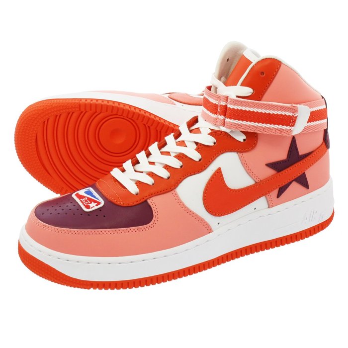 CodE= NIKE AIR FORCE HI X RT 皮革籃球鞋(粉紅白橘)AQ3366-601