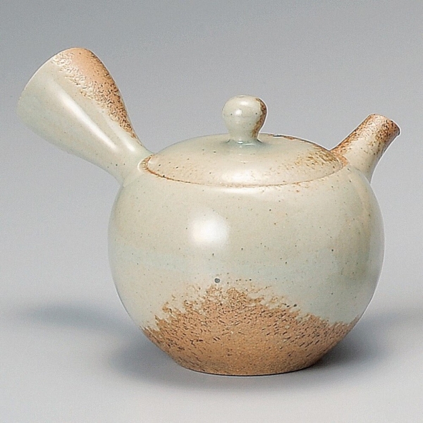 日本製灰釉米白茶壺日式茶壺茶器茶具不鏽鋼濾網陶瓷茶道横手急須常滑燒