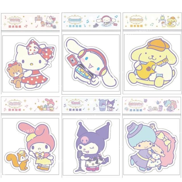小禮堂 Sanrio 三麗鷗 防水透明貼紙 (音樂時間) Kitty 美樂蒂 酷洛米 布丁狗