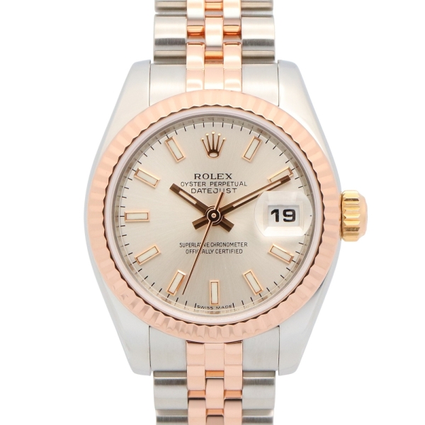 ROLEX 勞力士 Lady Datejust 26 腕錶 銀色錶盤 不鏽鋼 18K玫瑰金 179171 【二手名牌BRAND OFF】