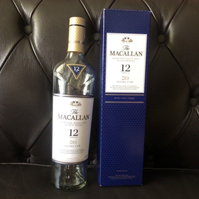 MACALLAN 麥卡倫12年威士忌空酒瓶(700ml)/多用途玻璃空瓶/空洋酒瓶/花器/容器～雪莉雙桶空瓶（附紙盒）