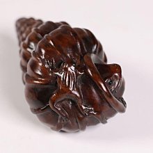 木製 提物 根付 巻貝に蛙 カエル 在銘 吉昭 彫刻 木彫り【MB305】 青蛙根付吉昭卷貝木製提物雕刻| Yahoo拍賣