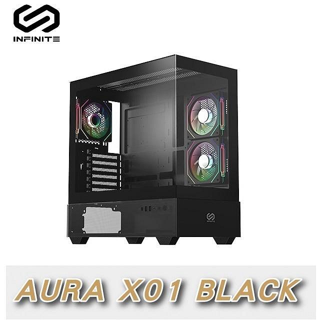 Mavoly 松聖 INFINITE AURA X01 BLACK E-ATX電腦機殼 黑色/支援背插式ATX