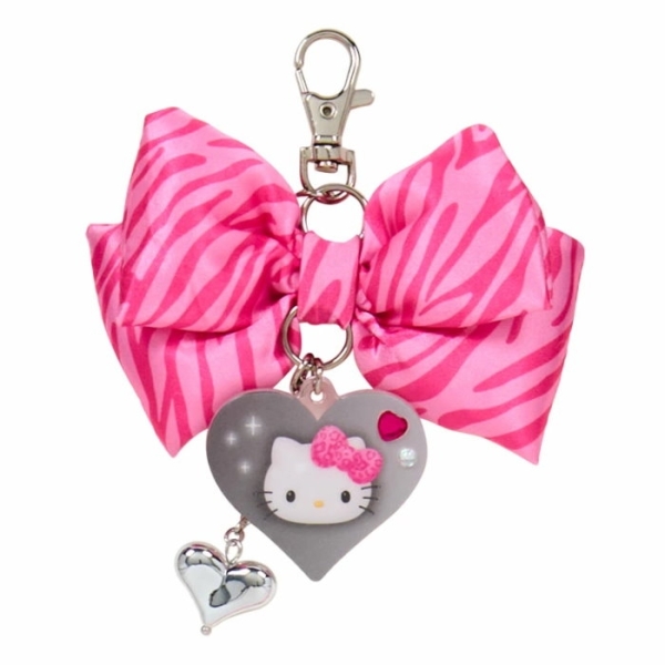 asdfkitty*KITTY斑馬紋 緞帶鑰匙圈 吊飾 掛飾-日本正版商品