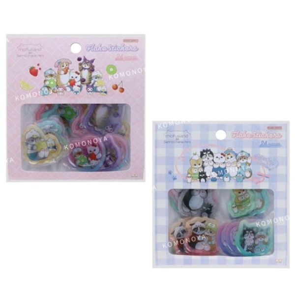小禮堂 Sanrio 三麗鷗 x Mofusand 貓福珊迪 造型PVC貼紙 24入 (聯名款)