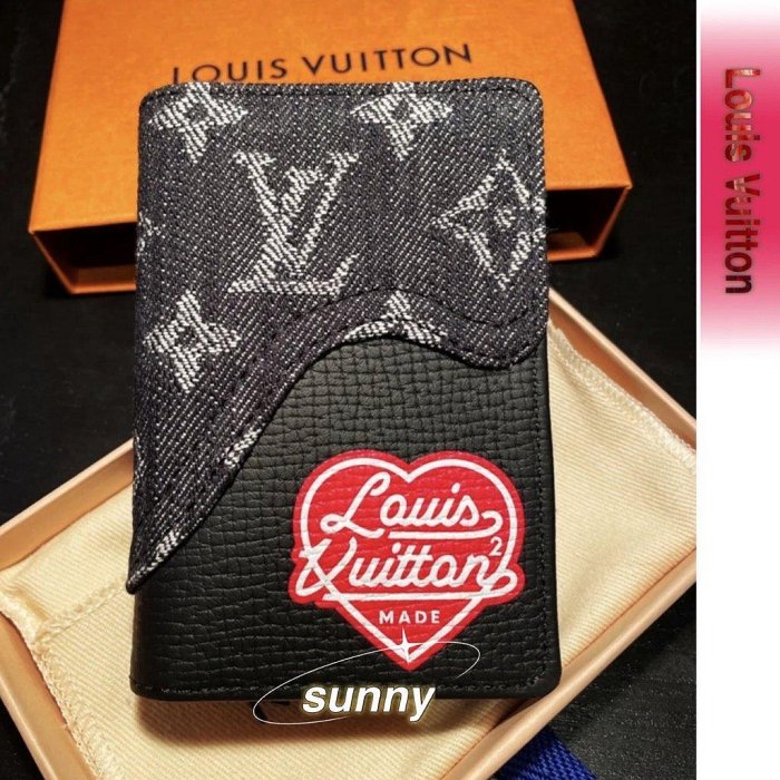 【SUNNY二手】 LV x NIGO 秋冬 聯名限定牛仔拼接桃心男士心形圖案老花口袋錢包卡位短款 錢夾 錢包 卡夾