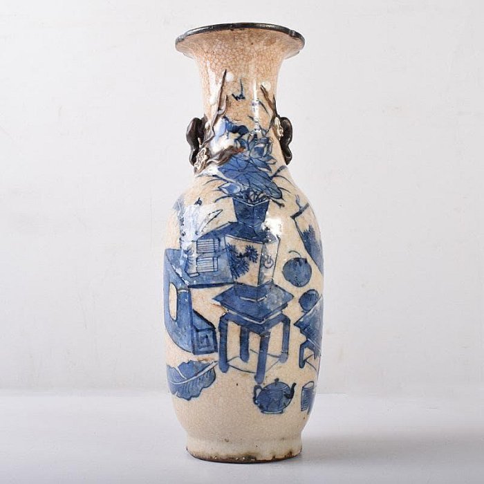 中国　成化年製　青花　花瓶文　貼梅双耳瓶　D　R7889 中國成化年製青花花瓶文貼梅雙耳瓶DR7889 | Yahoo拍賣