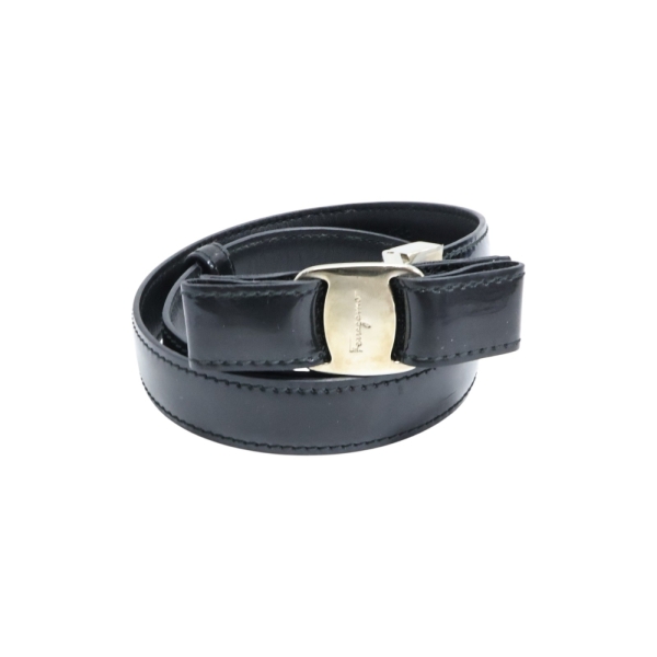 Salvatore Ferragamo 費拉格慕 黑色 漆皮牛皮 皮帶 60CM 【二手名牌BRAND OFF】