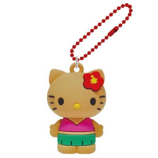 【震撼精品百貨】Hello Kitty 凱蒂貓~日本Sanrio三麗鷗 KITTY曬黑夏威夷矽膠吊飾-扶桑花*60642