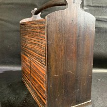 古玩輕鬆拍】老日本大阪唐木工藝黑檀木紅木雕刻手提外出茶箱