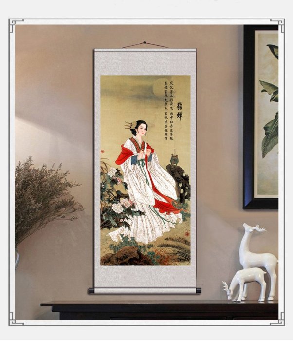 古代四大美女畫像楊貴妃王昭君西施貂蟬捲軸掛畫客廳辦公室裝飾畫