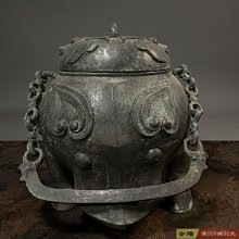 可議價商周青銅器獸頭提梁卣純銅材質份量很足器型獨特紋飾精美包漿自然