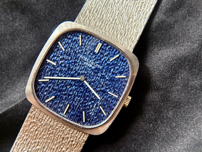 ~路米名品~ 1970年代 Patek Philippe 3566 百達翡麗 Ellipse 18K TV 藍面 白金鏈帶 手上鍊 Vintage  PP