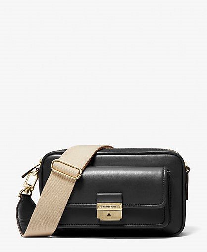 【Michael Kors】2025春夏新款 Bradshaw防刮牛皮斜背/側背兩用方包(黑色)