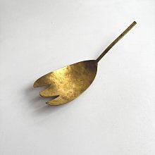 二手】山田憲榮日本作家器手作金工錘紋純銅叉勺分餐勺尺寸：長約20.8