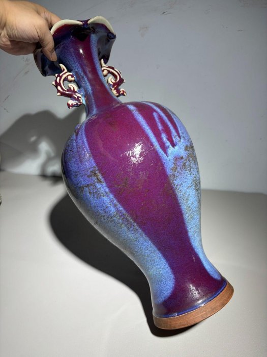 鈞窯花瓶雙耳瓶花口大器| Yahoo拍賣