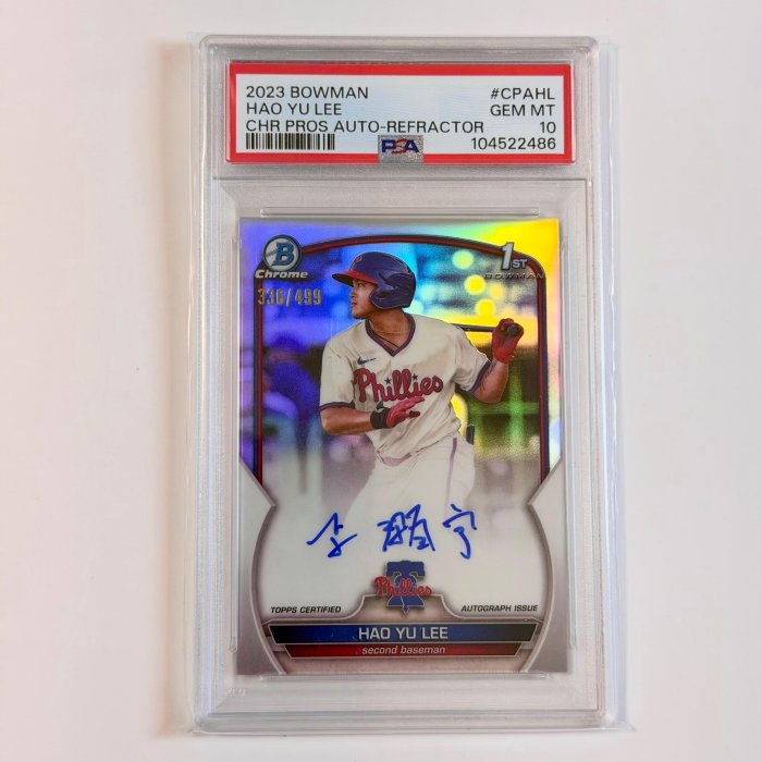 李灝宇 銀亮簽名卡 限量499張 2023 Bowman Chrome 1st refractor /499 PSA10