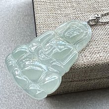 【一元起標】珍玉緣《天然緬甸玉A貨》玻冰正庄觀音，種老細膩，冰透水潤，雕工精細，溫潤飽滿，莊嚴祥和，慈悲柔美，大器優雅。優質精品~超值結緣優惠標