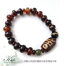 西藏火供天珠招財天珠老瑪瑙手環西藏藥師天珠西藏老瑪瑙火供天珠生日