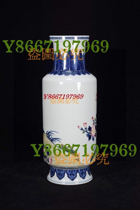 大清乾隆年制青花斗彩三羊開泰芙蓉花棒槌瓶800高35厘米直徑16厘米228