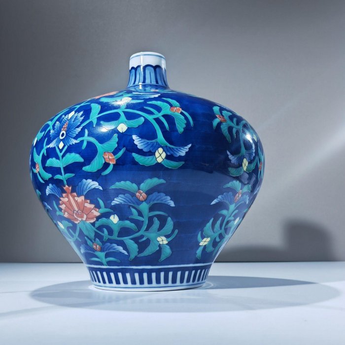 日本有田池田視行花卉花瓶中古美器瓶口直徑3.5 肚徑22 高22cm 原盒原例