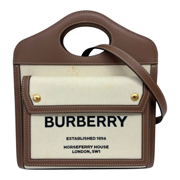 BURBERRY 巴寶莉 棕/米色 帆布/牛皮 Mini Freya Tote 兩用包 【二手名牌BRAND OFF】