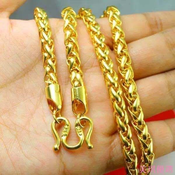 🚀南非錫金項鏈男仿黃金頸鏈錫金龍骨鏈鏤空項鏈金店同款首飾品-美琪優選