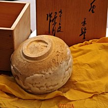 志野巨匠矢野景川92歲高齡上位作品雪志野茶碗詫寂風滿滿質感超棒景川94