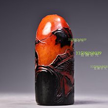 極品壽山石紅田黃級烏鴉皮高浮雕刻山子印章雕工精湛款古董老貨擺件【聚