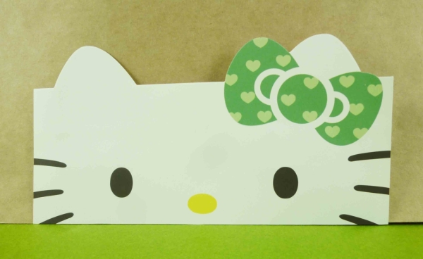 【震撼精品百貨】Hello Kitty 凱蒂貓~頭型卡片-綠愛心