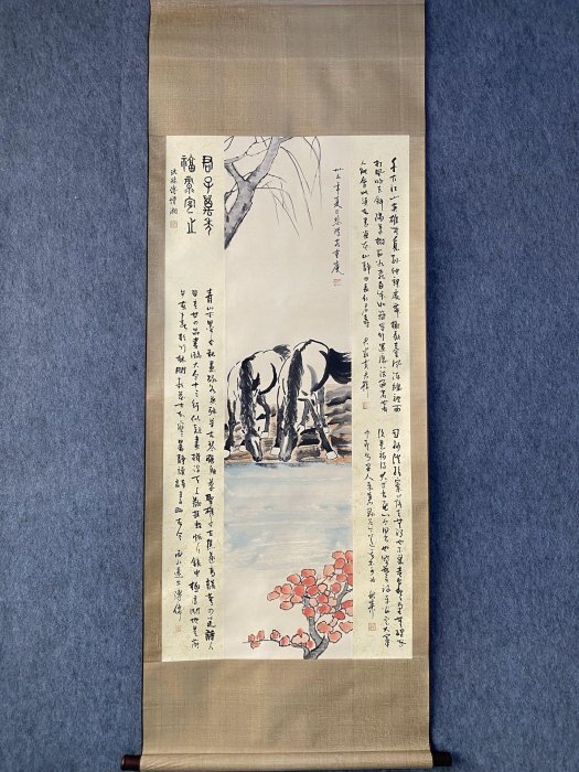 TD031 畫家：徐悲鴻四尺中堂畫駿馬畫手繪畫畫工精細。材質：宣紙2 加