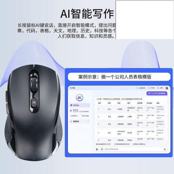 智慧滑鼠 滑鼠 智慧滑鼠 雙模智慧ai藍 滑鼠語音打字翻譯PPT生成神器ai繪畫2.4無線滑鼠