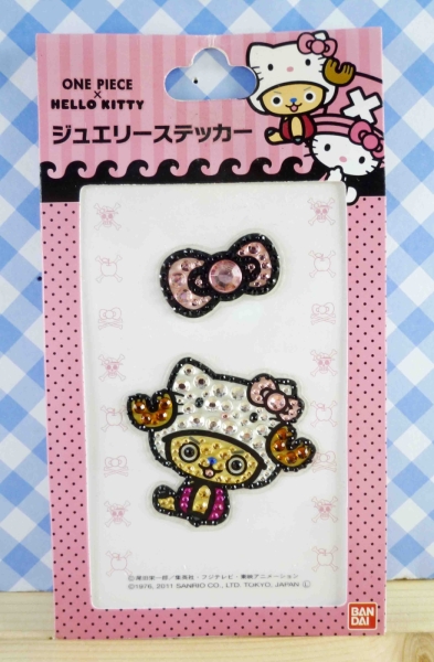 【震撼精品百貨】ONE PIECE&HELLO KITTY 聯名海賊王喬巴&凱蒂貓系列~亮鑽貼紙-喬巴蝴蝶結