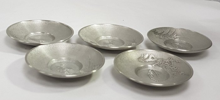【未使用品】こぼし　純錫　鍛栄造　梹錫　廣秀刻 　茶こぼし 新光金属 建水 純銅製 燕市 銅 茶器 高級 茶こぼし 水こぼし