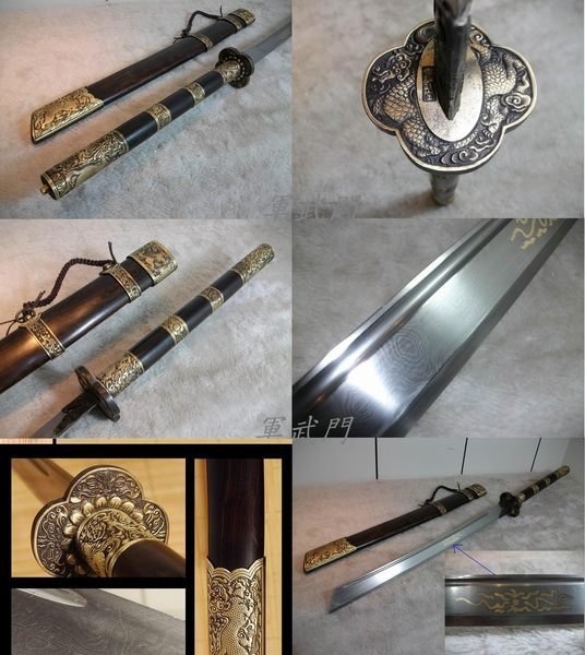 康熙斬馬刀二級黒檀百錬文紋鋼  古兵器 武具 刀装具 日本刀 模造刀 居合刀 康熙斬馬刀二級黒檀百錬文紋鋼 古兵器 武具 刀装具 日本