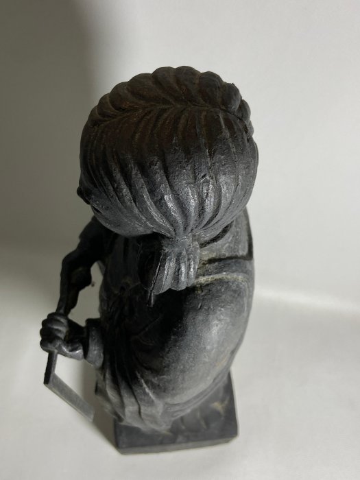 古玩輕鬆拍】老日本金工家板坂辰治作落款銅製(聖徳太子像)聖德太子像