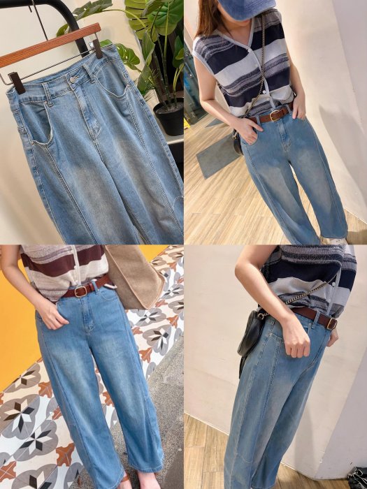 ＊EBO_KR＊韓【春夏首推現貨主打星】獨家下量優惠$790→688 舒服夏日薄款!超美水洗汽水藍內切弧形小寬褲