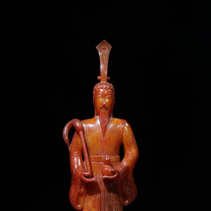 旧藏 和田玉 褐色沁入 辟邪瑞獣彫刻 手把件 中国古玩 玉器 CL0280 旧藏， 和田玉土沁红沁道教人摆。包浆厚重，价17000 玉器玉佩飾玉玩