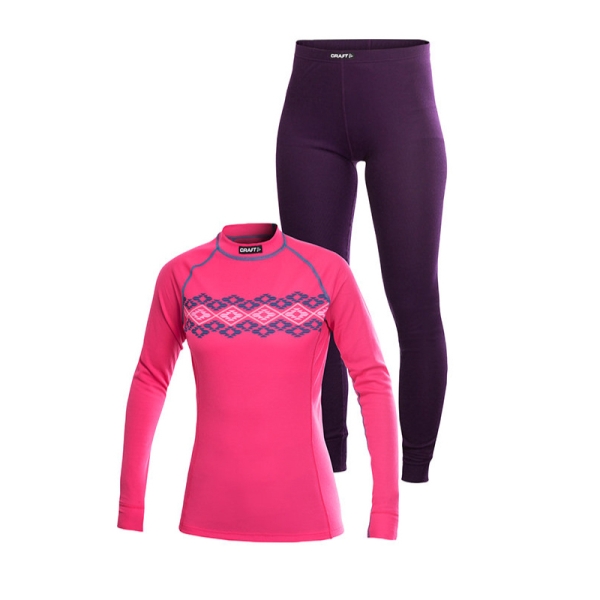 【CRAFT 瑞典 女 排汗衣褲 套裝組《桃紅/印花》】193898/快乾/彈性/輕量舒適/緊身衣