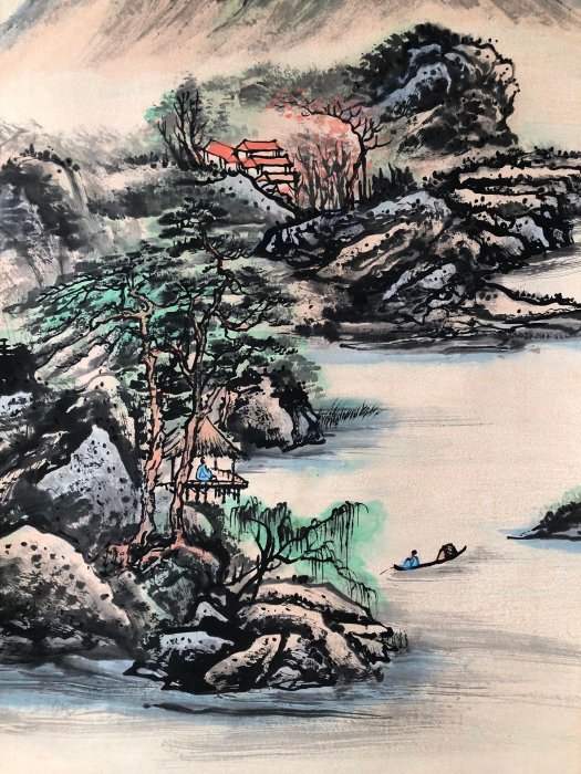 BB102【黃賓虹】山水，四尺手繪作品，尺寸:200*87cm左右，畫芯尺寸