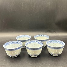 嚴選日本回流景德鎮青花玲瓏杯5只，Made in China底款，胎體細膩釉色