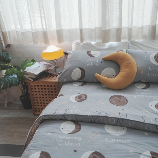 二層紗 時空月球 加大床包三件組 觸感親膚柔軟 臺灣製 棉床本舖