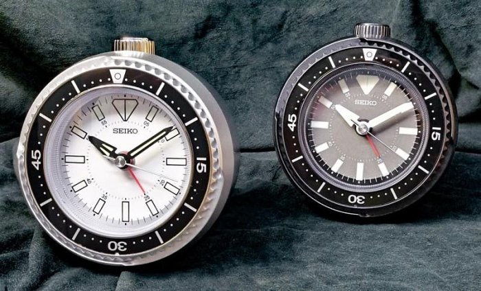 SEIKO CLOCK 精工新款水鬼鉅齒外框鮪魚罐造型貪睡滑動式秒針靜音鬧鐘