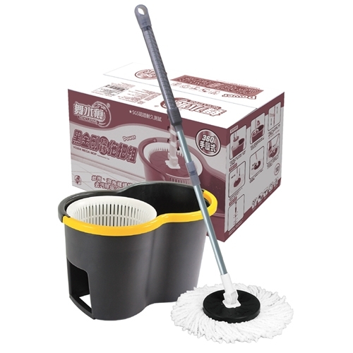 舞水痕 黑金鋼手壓旋轉拖(1布) 掃除 手壓式 拖地 清潔 打掃 去汙 乾拖 濕拖 拖把【愛買】