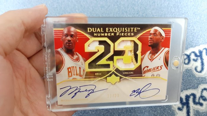 Michael Jordan + Lebron James 雙簽名卡 卡號23/23，Reprint 重製卡