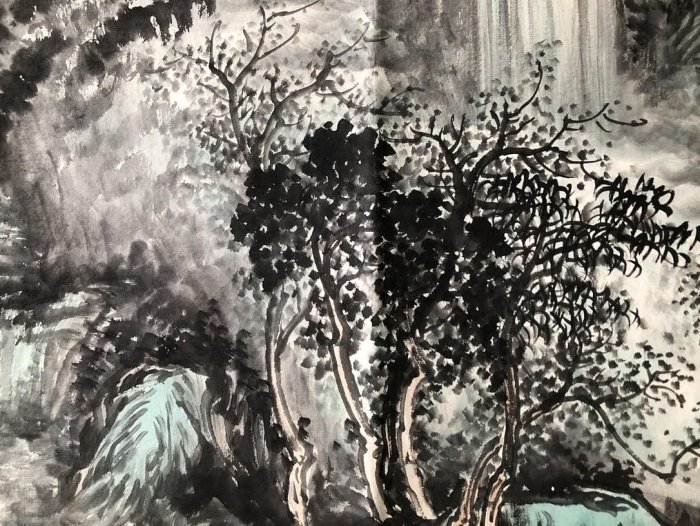 Z199【潘天壽】山水，六尺橫幅純手繪作品尺寸約：178x70cm左右未裝裱