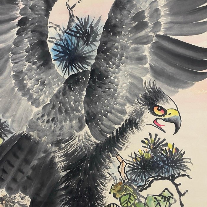 書畫23 鷹圖 AH-182【劉繼卣】鷹， 一物一圖，純手繪字畫裱裝尺寸：約214*92cm左右