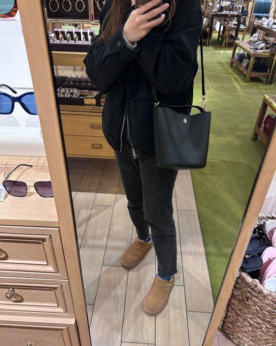 【Tory Burch】專櫃經典款 Blake系列防刮皮革側背/斜背水桶包