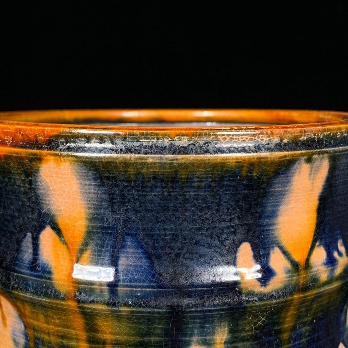 唐三彩竹節筆洗，高11直徑17.5cm，300931 瓷器官窯汝窯【古雲
