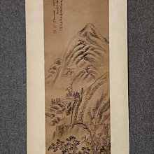 王原祁，山水，尺寸100X29畫心，紙本立軸，品相如圖，，畫心的色二手